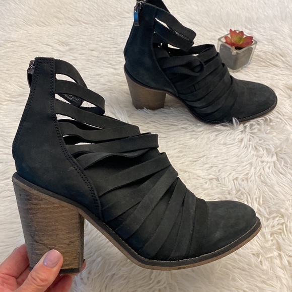 Free People Black Anthropologie Hybrid Strappy Heel Ankle Bootie women size 9 - Picture 5 of 9